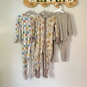Little Sleepies Lot of 3 - Colorful Baby Pajama Sets, Onesies 12-18m